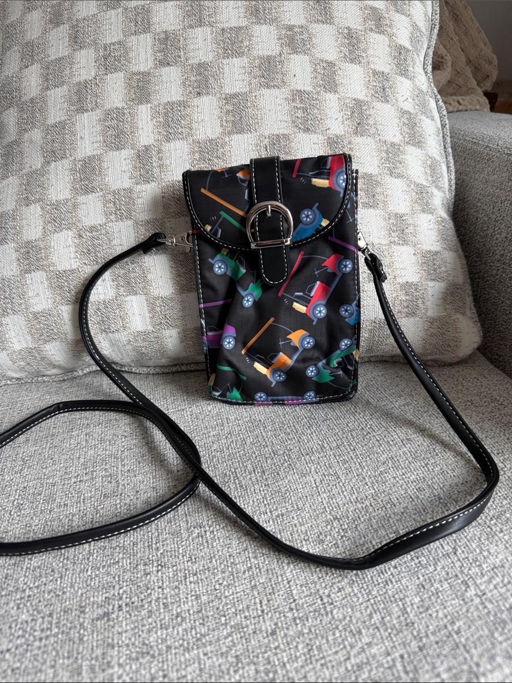 Sydney Love Sport Golf Cart Print Phone Crossbody Bag Black Novelty Golf Purse